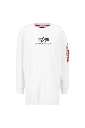 Alpha Industries Basic Long Sweater OS Wmn Sweatshirt für Damen White von ALPHA INDUSTRIES