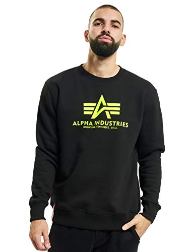 Alpha Industries Basic Neon Print Sweatshirt (Black/Yellow,S) von ALPHA INDUSTRIES