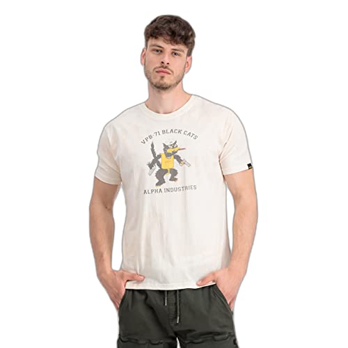 Alpha Industries Black Cats T T-Shirt für Herren Vintage White von ALPHA INDUSTRIES