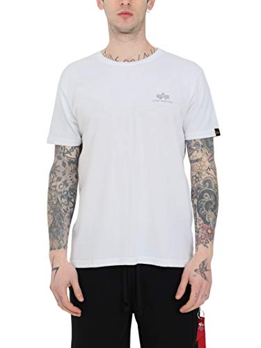 Alpha Industries Herren Backprint T Print Kurzarm Shirt, White/reflectiv, S von ALPHA INDUSTRIES