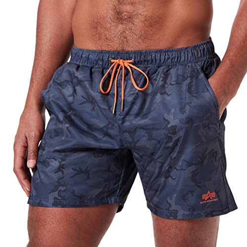 Alpha Industries Herren Basic Swim Short Schwimmshort Boardshorts, Black Camo, L von Alpha Industries