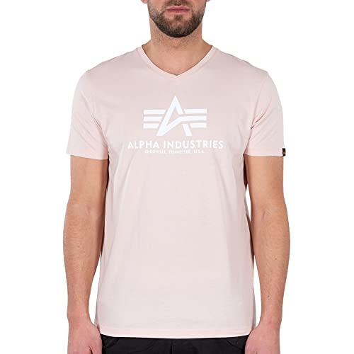Alpha Industries Herren Basic V-Neck T-Shirt, Pale Peach, XS von ALPHA INDUSTRIES