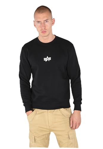 Alpha Industries Herren Center Logo Sweater, Black, S von Alpha Industries