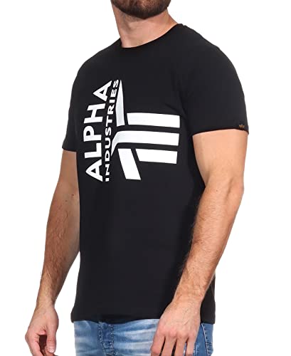 Alpha Industries Herren Half Logo Foam T-Shirt, Black, S von ALPHA INDUSTRIES