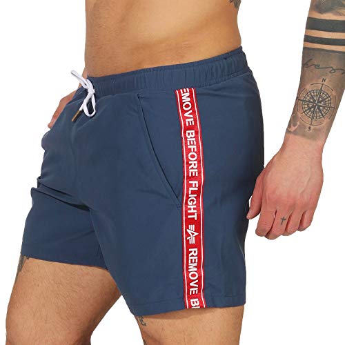 Alpha Industries Herren RBF Tape Swim Short Schwimmshort Badehose, New Navy, L von ALPHA INDUSTRIES