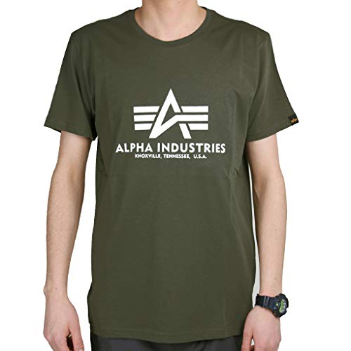 Alpha Industries Herren Basic T-Shirt, Grün, XXL von ALPHA INDUSTRIES