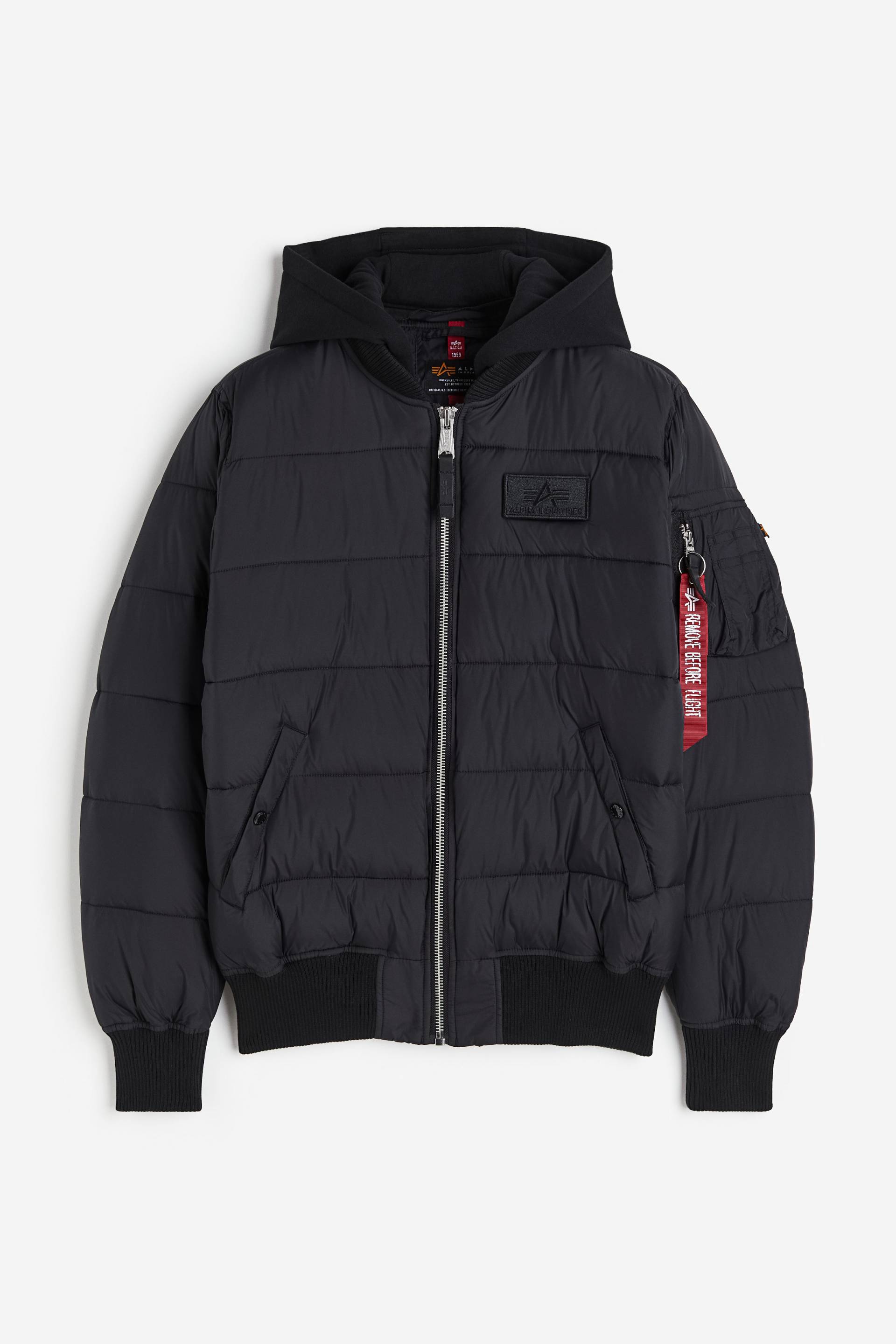 Alpha Industries Ma-1 Zh Back Print Puffer Fd Black, Jacken in Größe S von Alpha Industries