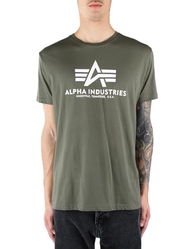 Alpha Industries Herren Basic Für T-Shirt, Dunkelolivgrün, S EU von ALPHA INDUSTRIES