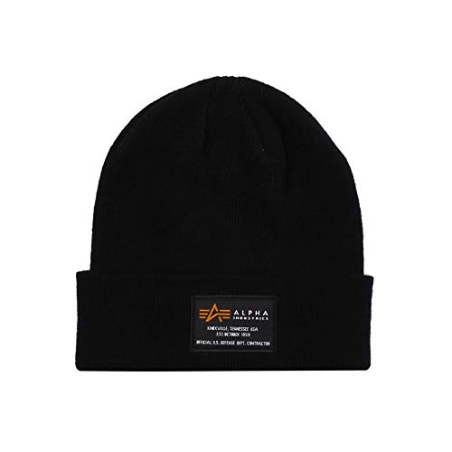 Alpha Industries Unisex Crew Strickmütze aus Acryl Beanie-Mütze, Black, Talla Única von ALPHA INDUSTRIES