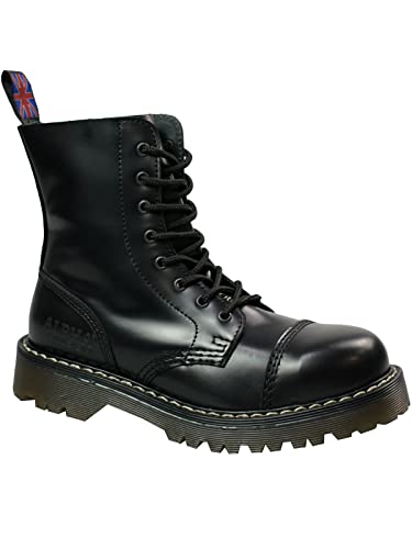 Alpha London 8-loch Boot 4160 mit Stahlkappe Leder Stiefel Unisex Damen Herren 5051 Beige Sohle | Beige Naht EU 37 von Alpha London