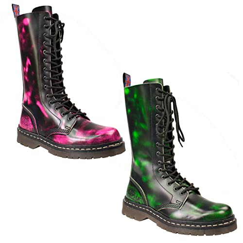 Alpha London Damen 14-Loch Boot Stiefel Florescente Neon Grün 5066 EU 40 von Alpha London