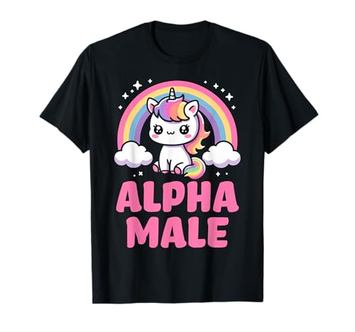 Lustige Ironie Männer Outfit Süßes Einhorn Alpha Male T-Shirt von Alpha Mann Witz Geschenke für Herren