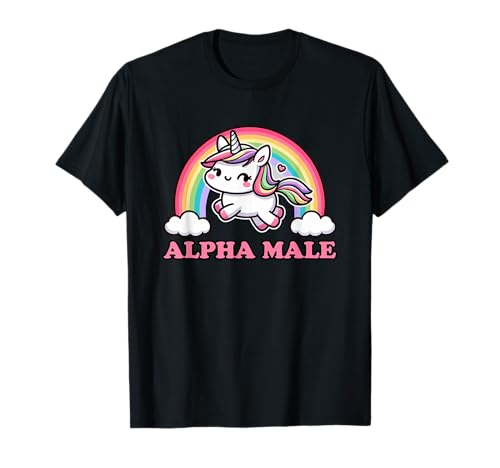 Lustige Ironie Männer Outfit Süßes Einhorn Alpha Male T-Shirt von Alpha Mann Witz Geschenke für Herren
