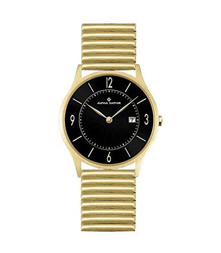 Alpha Saphir Herren Analog Quarz Uhr mit Edelstahl Armband 3.35E+01 von Alpha Saphir