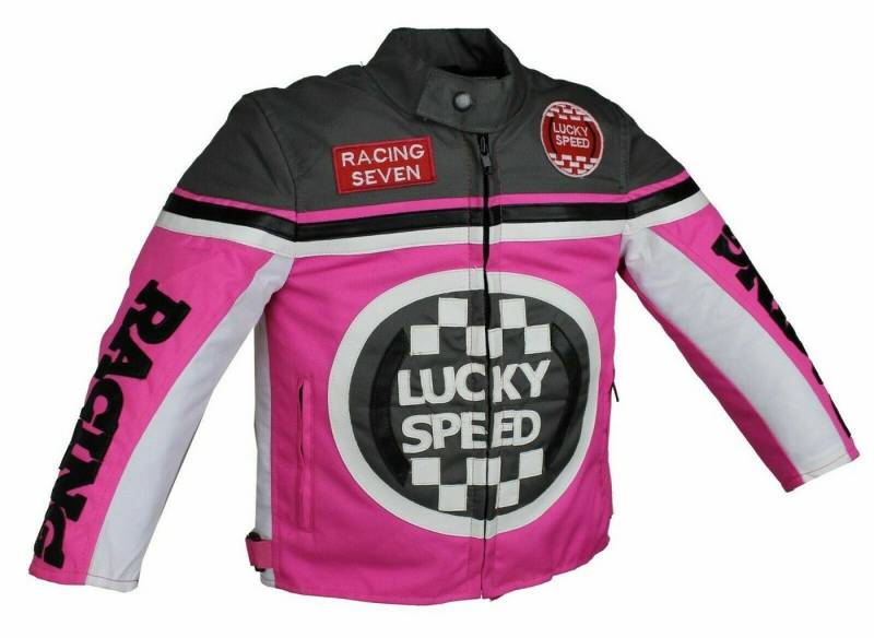 Alpha Speeds Bikerjacke - Kinder Lucky Speed Racing-/Freizeit – Kinderjacke in Pink Atmungsaktiv & Wasserabweisend & Ideales Geschenk für Ihr Kind von Alpha Speeds
