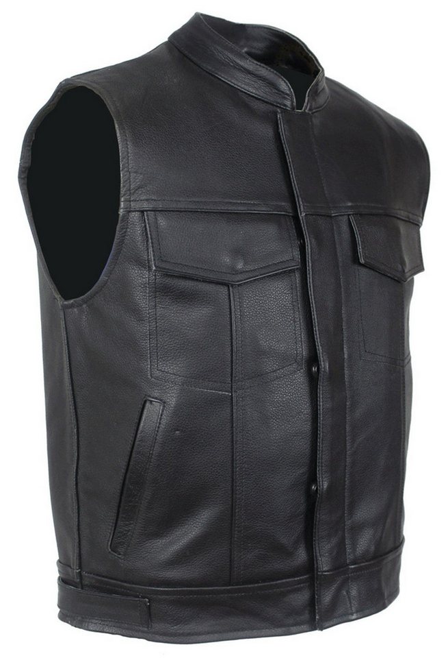 Alpha Speeds Lederweste Herren ANARCHY KLASSIKER für Motorrad/Biker & Freizeit in Schwarz Robustes Rindsleder, viele Taschen, verstellbar, YYK-Verschluss von Alpha Speeds