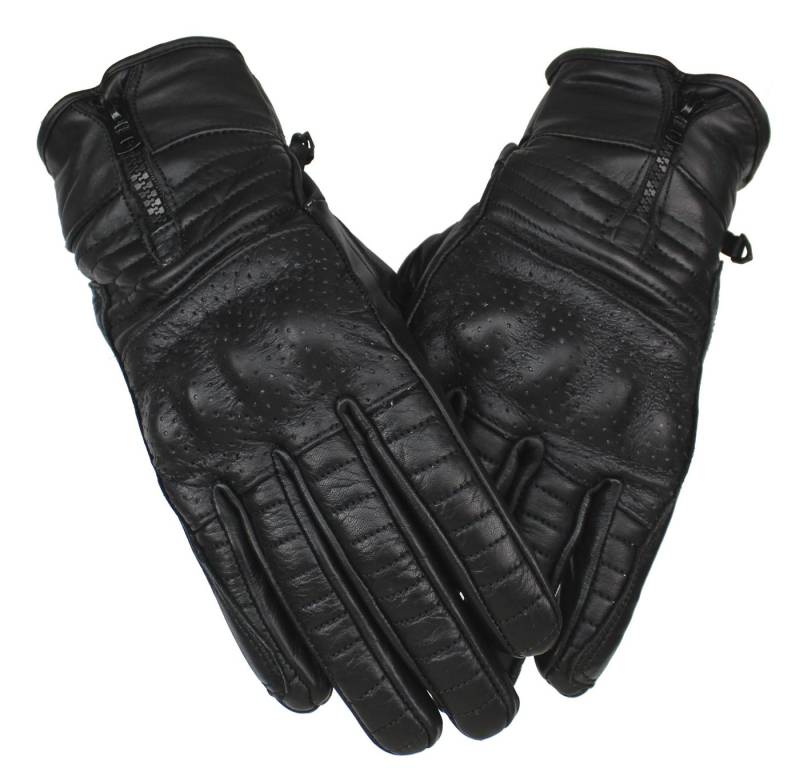 Alpha Speeds Motorradhandschuhe Lamm Leder Handschuhe Choppers Biker Ski Handschuhe Schwarz + Touchscreen Funktion in Schwarz von Alpha Speeds