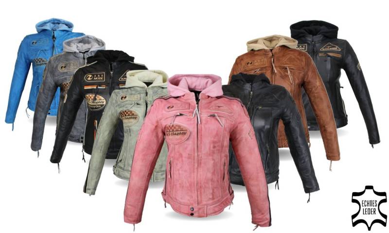Alpha Speeds Motorradjacke - /Freizeit Damen Lammlederjacke Bikerjacke Highway 11 (mit einer abnehmbaren Kapuze) aus weichem Lammleder, inklusive einsetzbarer Protektoren von Alpha Speeds