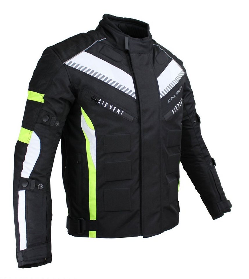 Alpha Speeds Motorradjacke Herren Motorrad Biker Textil Jacke Wasserdicht Jacke mit Protektoren (Belüftungssysteme) Innenjacke ist trennbar: All Season, SLIM Fluoreszent Grün von Alpha Speeds