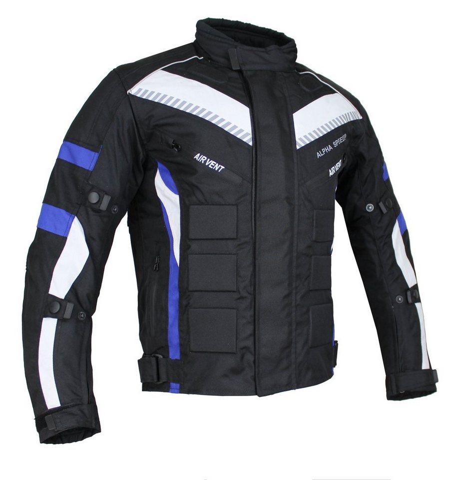 Alpha Speeds Motorradjacke Herren Motorrad Biker Textil Jacke Wasserdicht Jacke mit Protektoren Belüftungssysteme, Innenjacke ist trennbar: All Season, SLIM Blau von Alpha Speeds