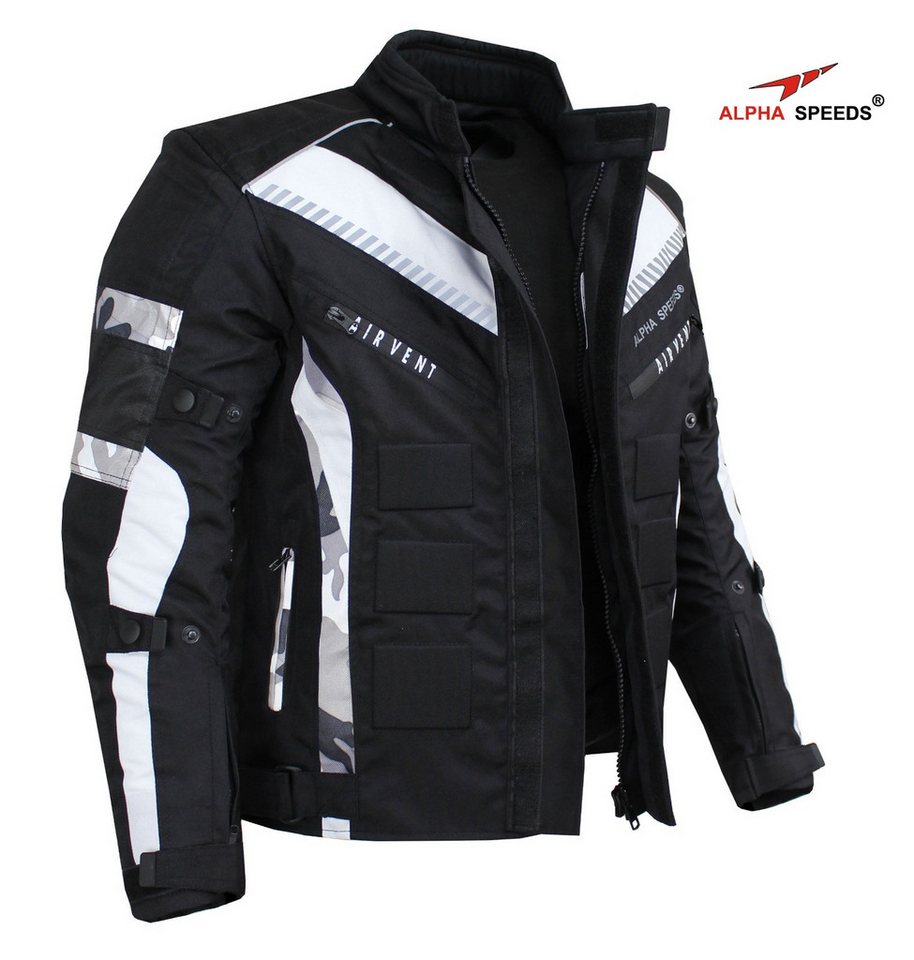 Alpha Speeds Motorradjacke Herren Motorrad Biker Textil Jacke Wasserdicht Jacke mit Protektoren Belüftungssysteme, Innenjacke trennbar: All Season, SLIM Camo-Grau Alpha Speeds Motorradjacke Herren Motorrad Biker Textil Jacke Wasserdicht Jacke mit Protektoren Belüftungssysteme, Innenjacke trennbar: All Season, SLIM Camo-Grau von Alpha Speeds