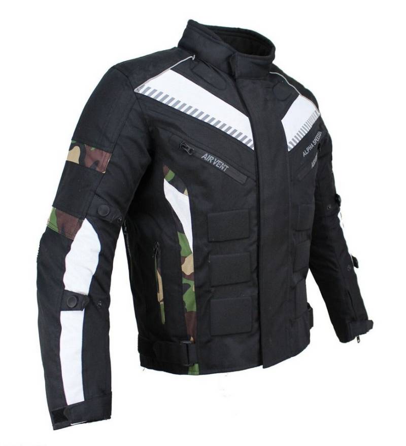 Alpha Speeds Motorradjacke Herren Motorrad Biker Textil Jacke Wasserdicht Jacke mit Protektoren Belüftungssysteme, Innenjacke trennbar: All Season, SLIM Camo-Grün Alpha Speeds Motorradjacke Herren Motorrad Biker Textil Jacke Wasserdicht Jacke mit Protektoren Belüftungssysteme, Innenjacke trennbar: All Season, SLIM Camo-Grün von Alpha Speeds