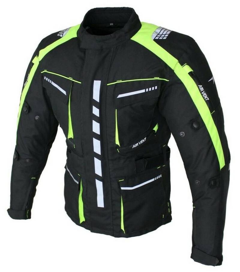 Alpha Speeds Motorradjacke Herren Motorrad Textil Jacke Biker wasserdicht Jacke mit Protektoren (1-St) Sport, Innenjacke ist trennbar: All Season, Fluorescent Grün von Alpha Speeds