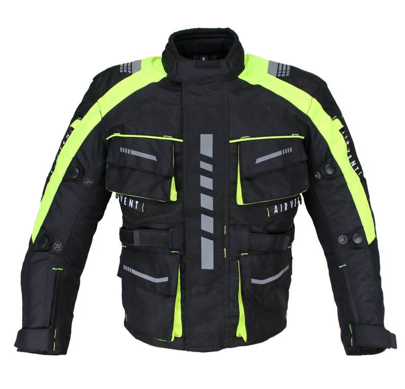 Alpha Speeds Motorradjacke Kinder Motorrad Textil Jacke Biker wasserdicht Jacke mit Protektoren Sport, Innenjacke ist trennbar: All Season, Neon/Fluoreszent Grün von Alpha Speeds