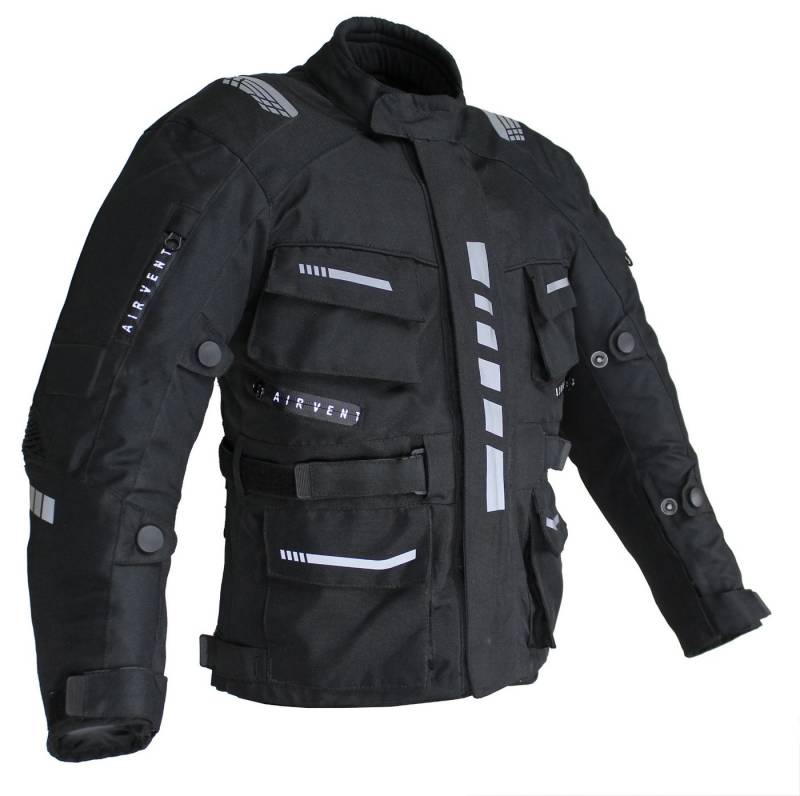 Alpha Speeds Motorradjacke Kinder Motorrad Textil Jacke Biker wasserdicht Jacke mit Protektoren Sport, Innenjacke ist trennbar: All Season, Schwarz von Alpha Speeds