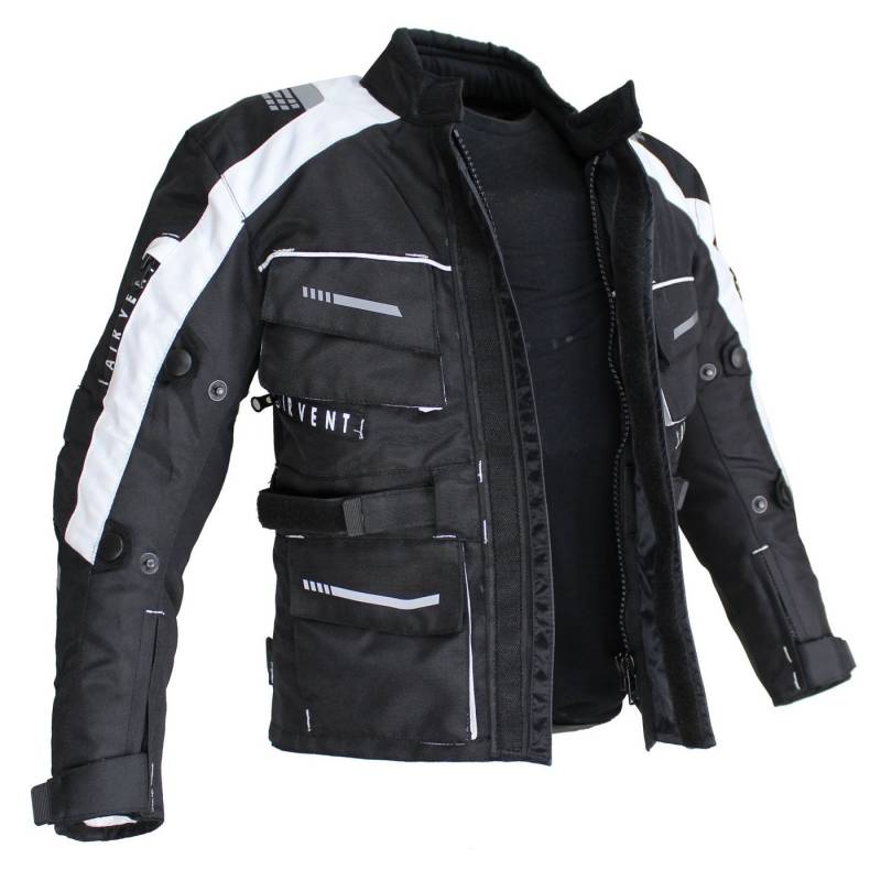 Alpha Speeds Motorradjacke Kinder Motorrad Textil Jacke Biker wasserdicht Jacke mit Protektoren Sport, Innenjacke ist trennbar: All Season, Weiß von Alpha Speeds
