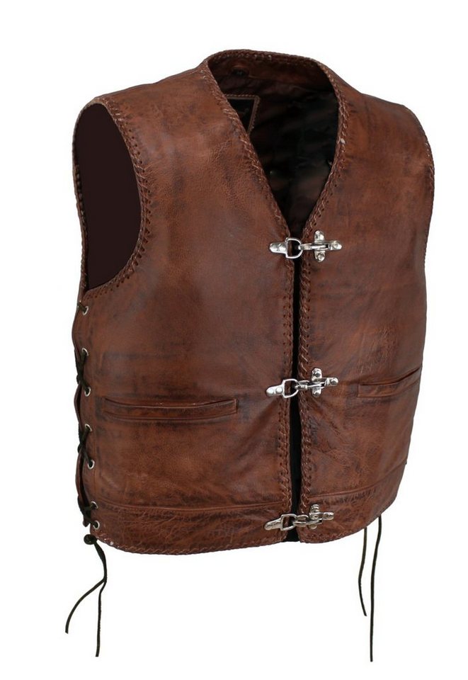 Alpha Speeds Motorradweste Lederweste Herren Motorrad Leder Weste Biker Kutte Club Custom von Alpha Speeds