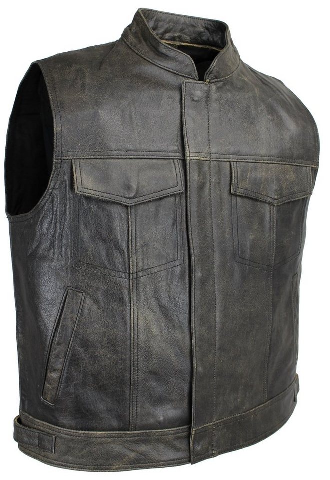 Alpha Speeds Motorradweste Lederweste Motorrad & Freizeit Herren Leder Weste Biker Kutte Braun 100% Natural Rind Leder von Alpha Speeds