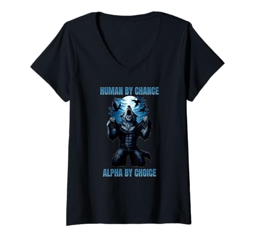 Damen Mensch durch Zufall Alpha von Choice Wolf Ripping T-Shirt mit V-Ausschnitt Damen Mensch durch Zufall Alpha von Choice Wolf Ripping T-Shirt mit V-Ausschnitt von Alpha Spirit Apparel Co