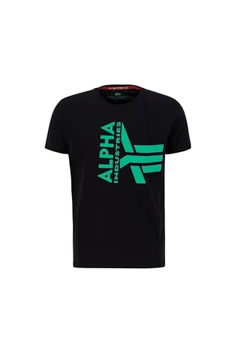 Alpha Industries Herren Half Logo Foam T-Shirt, Black/Green, L von ALPHA INDUSTRIES