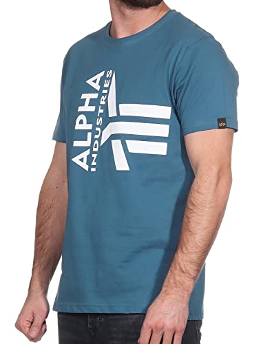 Alpha Industries Herren Half Logo Foam T-Shirt, Vintage Marine, XL von ALPHA INDUSTRIES