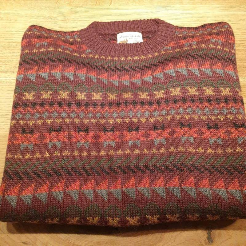 Kuschelig Weicher Pullover Aus Babyalpakawolle, Gestricktes Unikat Multicolor Rot von AlphaAlpakaUnikate