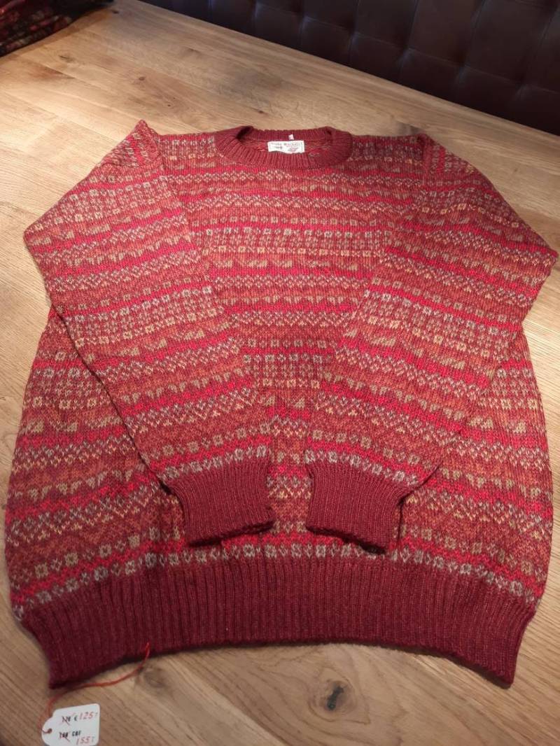 Pullover Aus Babyalpakawolle Mit Muster Rot von AlphaAlpakaUnikate