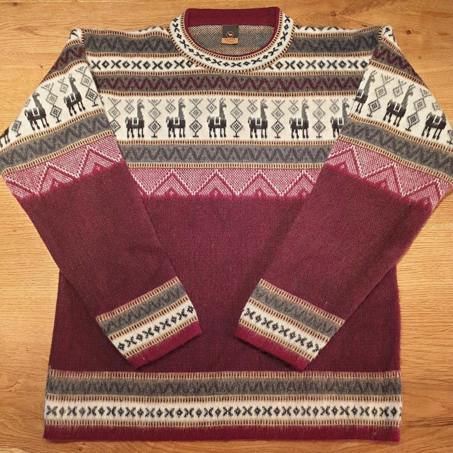 Pullover Aus Babyalpakawolle Rot Mit Muster Pullover Aus Babyalpakawolle Rot Mit Muster von AlphaAlpakaUnikate