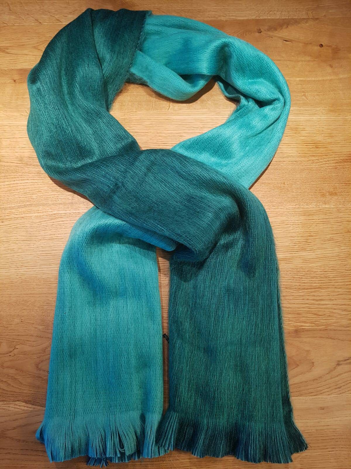 Wunderschöner Weiche Stola Aus Babyalpakawolle, Gewebtes Unikat, Türkis-Grün Wunderschöner Weiche Stola Aus Babyalpakawolle, Gewebtes Unikat, Türkis-Grün von AlphaAlpakaUnikate