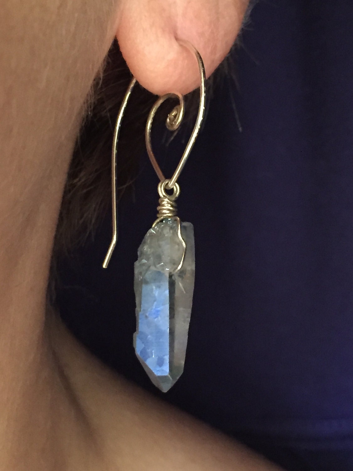 Heart Spirale Austauschbare Hängeohrringe Mit Wahl Des Crystal Point von AlphaAndOmegaDesigns