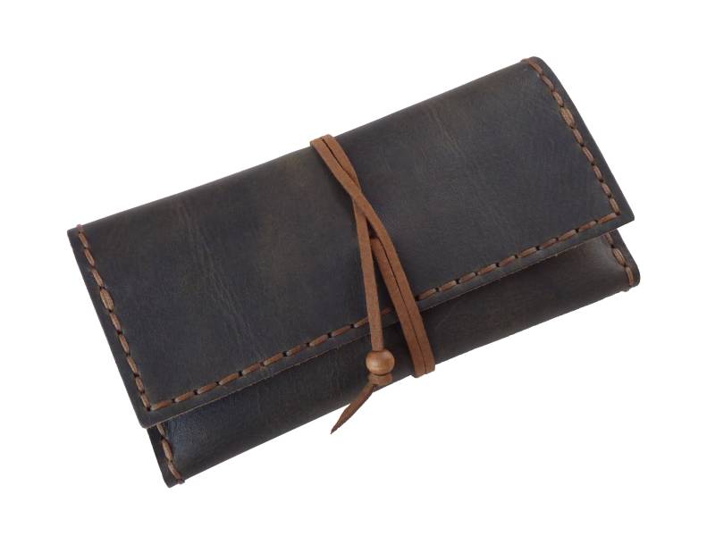 Handgefertigte Leder Tabaktasche, Dunkelgrün - Khaki, Rolling Zigaretten Tasche, Gewachstes Rindleder Handgefertigte Leder Tabaktasche, Dunkelgrün - Khaki, Rolling Zigaretten Tasche, Gewachstes Rindleder von AlphaLeatherCraft