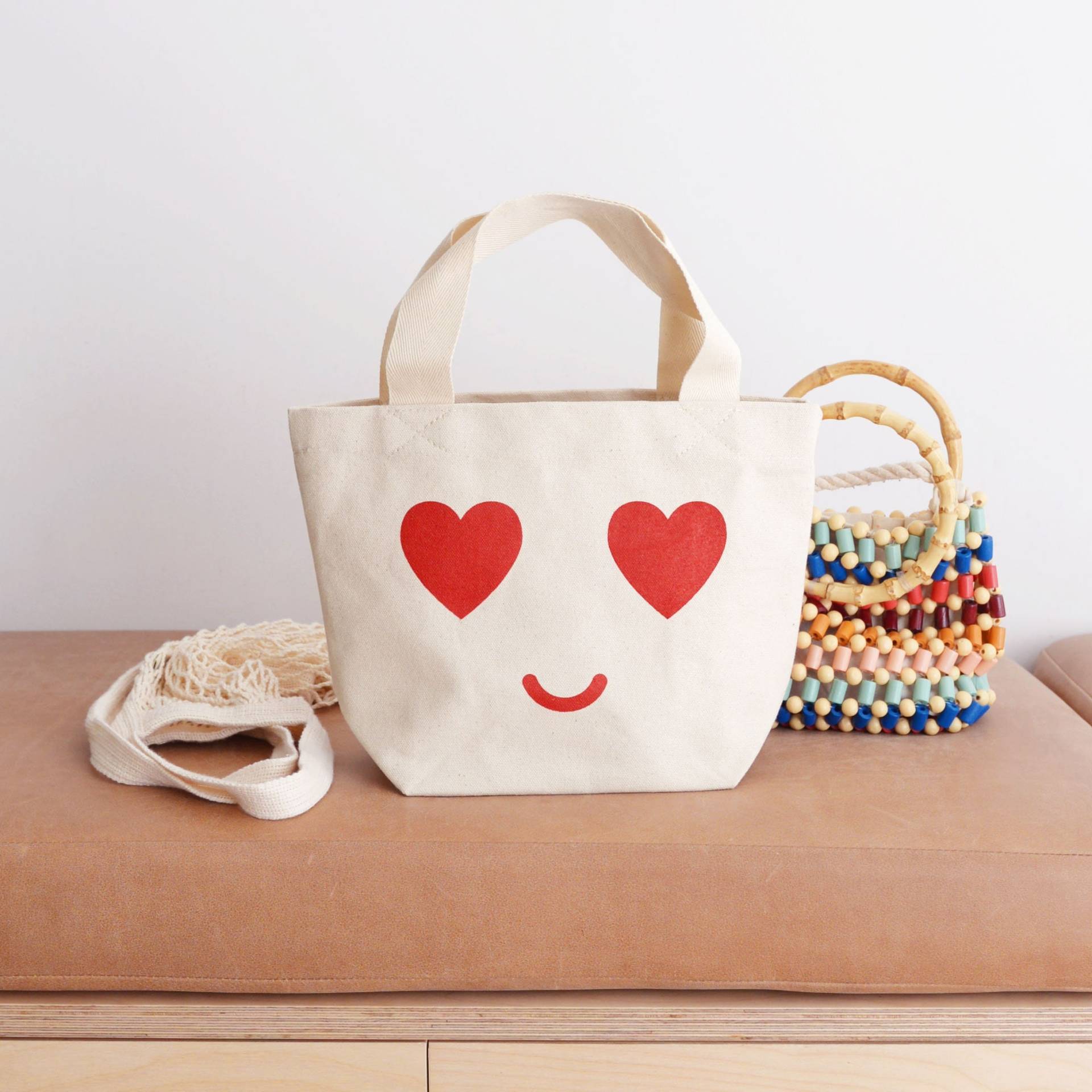 Mini Herz Augen Tasche - Kleine Einkaufstasche Kindertasche Kinder Lunch Bag Canvas Busy von AlphabetBags