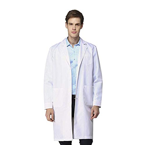 Alphahope Laborkittel, für Männer und Frauen, Medizin, weiße Chemiebluse, geeignet für Studenten, Labor, Krankenschwester, Cosplay, Bluse aus Baumwolle Gr. Medium, Homme von Alphahope