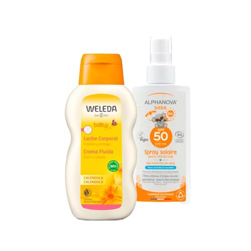 Bio-Sonnenschutz für Babys, LSF 50 Alphanova 125 ml + Körpermilch aus Ringelblume, 200 ml von Alphanova