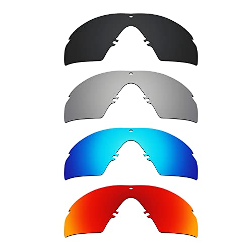 Alphax Polarisierte Ersatzgläser für Oakley M Frame 2.0 Strike – mehrere Optionen, Stealth Black+Silver Titanium+Ice Blue+Fire Red, Si M Frame 2.0 von Alphax