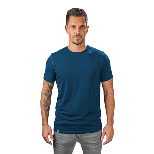 ALPIN LOACKER Merino Shirt Herren - Premium Merino Tshirt Herren Kurzarm I Thermo Oberteil Männer und Funktionsshirt für Outdoor I Merino Unterwäsche Herren, Blau L von ALPIN LOACKER