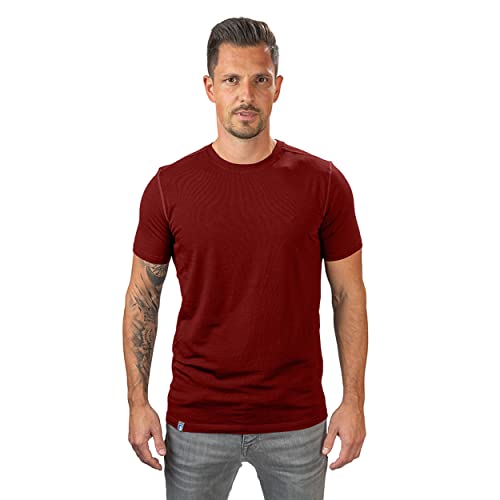 ALPIN LOACKER Merino Shirt Herren - Premium Merino Tshirt Herren Kurzarm I Thermo Oberteil Männer und Funktionsshirt für Outdoor I Merino Unterwäsche Herren, Rot XL von ALPIN LOACKER