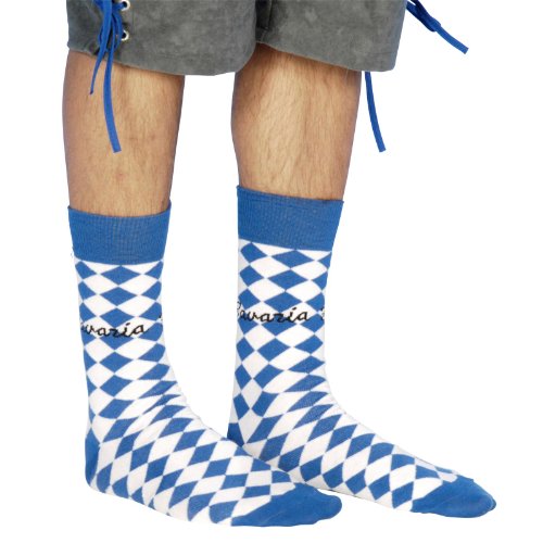 1 Paar Trachtensocken für Haferlschuhe Bavaria blau weiss karriert NEU 43-46 von Alpin-Trachten