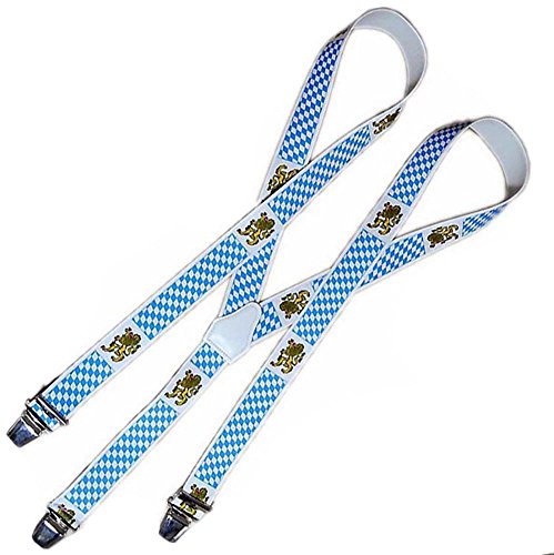 Alpin-Trachten Herren Hosenträger blau-Weiss karriet mit bayrischem Löwen von Alpin-Trachten
