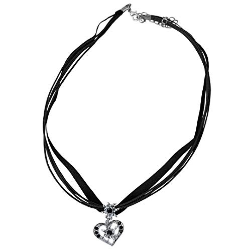 Alpin Trachten Trachtenkette-Dirndlkette-Traachtenschmuck-Herz-mit-Strass-795s (Schwarz) von Alpin Trachten